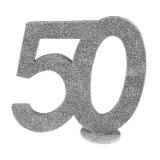 Déco de table "50 & paillettes" 10 cm - argenté