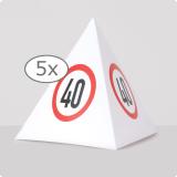 Pyramide panneau de limitation de vitesse 40 Ans 13,5 cm 5 pcs