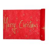 Chemin de table "Merry Christmas" 5 m - rouge