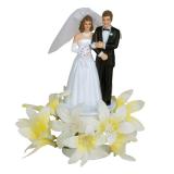 Figurine pour gâteau "Couple de mariés dans un océan de fleurs" 11 cm