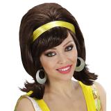 Perruque volumineuse avec bandeau - marron