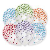 6 ballons de baudruche transparents "Confettis multicolores"