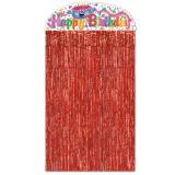 Déco de porte "Happy Birthday" avec cheveux d'ange 1,4 m