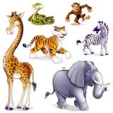 Déco murale "Rdv des animaux de jungle" 6 pcs