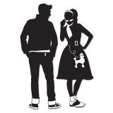 Déco murale silouhettes "50's Boy & 50's Girl" 93 cm 2 pcs.