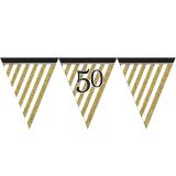 Guirlande de fanions "Black & Gold 50" 3,7 m