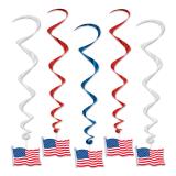 5 suspensions en spirale "Stars & Stripes" 91 cm