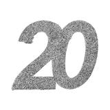 6 confettis paillettes XXL "20 ans"