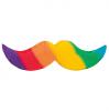 Moustache multicolore autocollante - vue détaillée