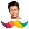 Moustache multicolore autocollante