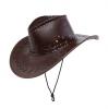 Chapeau de cowboy en cuir synthétique - marron