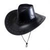Chapeau de cowboy en cuir synthétique - noir