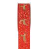 Ruban de déco "Rennes de Noël" 5 m - rouge
