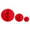 2 balles unicolores en papier gaufré - rouge-30 cm