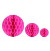 2 balles unicolores en papier gaufré - rose vif-10 cm
