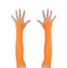 Gants cabaret en satin sans doigt - orange fluo - 1 