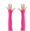 Gants cabaret en satin sans doigt - rose vif fluo - 1 