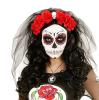Serre-tête "Dia de los Muertos" avec voile - rouge - 1