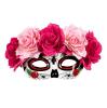 Masque "Dia de los Muertos" avec roses roses  - 1 