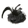 Mini chapeau "Élégance noire" en plumes et dentelle - 1 
