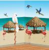 Décoration murale "Huttes en paille et oiseaux exotiques" 127 cm 10 pcs